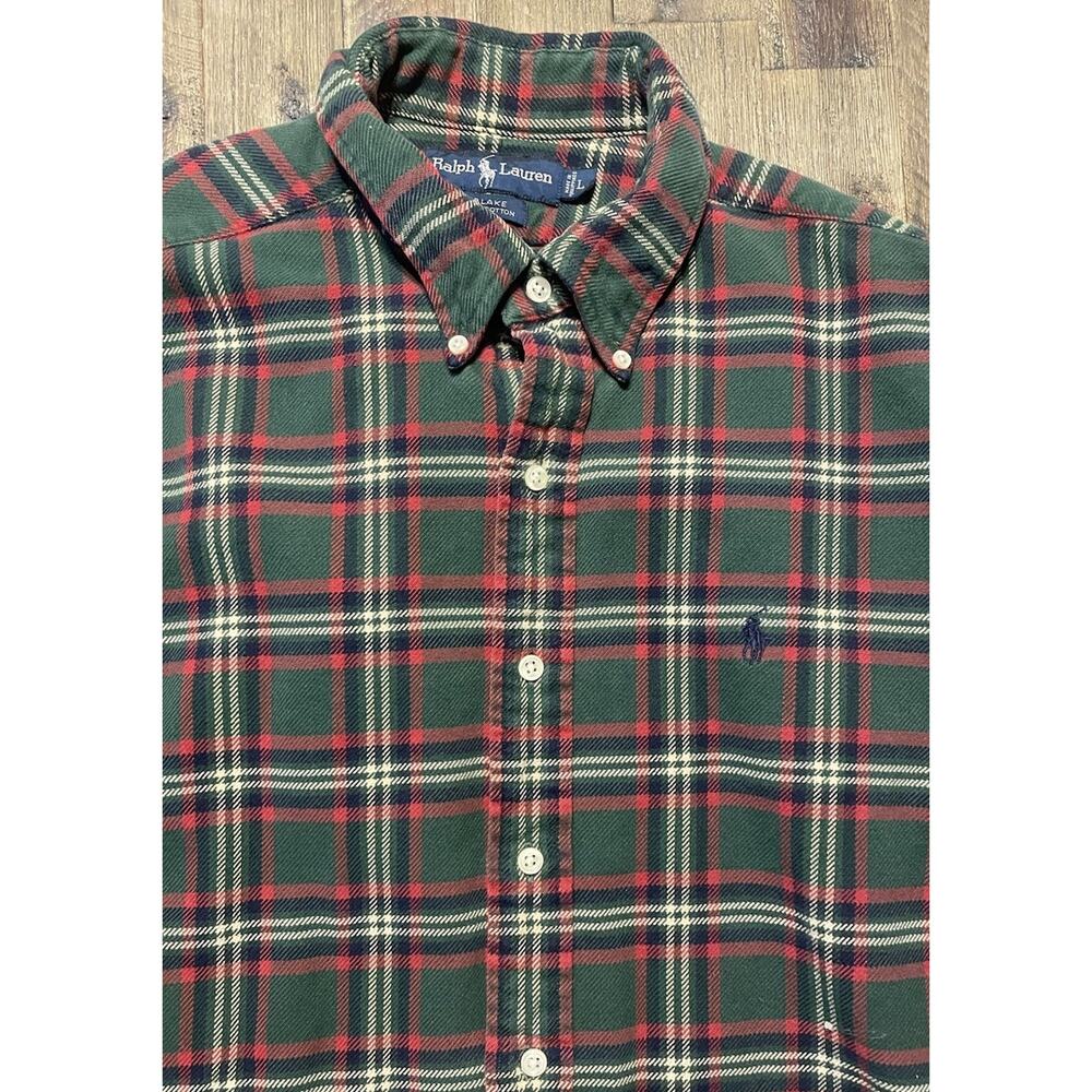 Polo Ralph Lauren Flannel Shirt Plaid Blake Button Down Classic (Large)